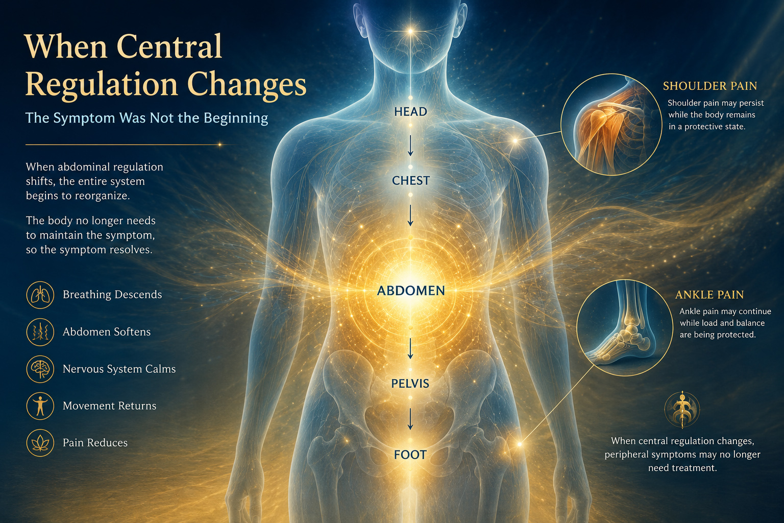When central regulation changes peripheral symptoms may no longer need treatment