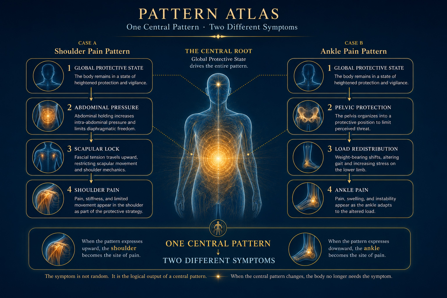 When central regulation changes peripheral symptoms may no longer need treatment