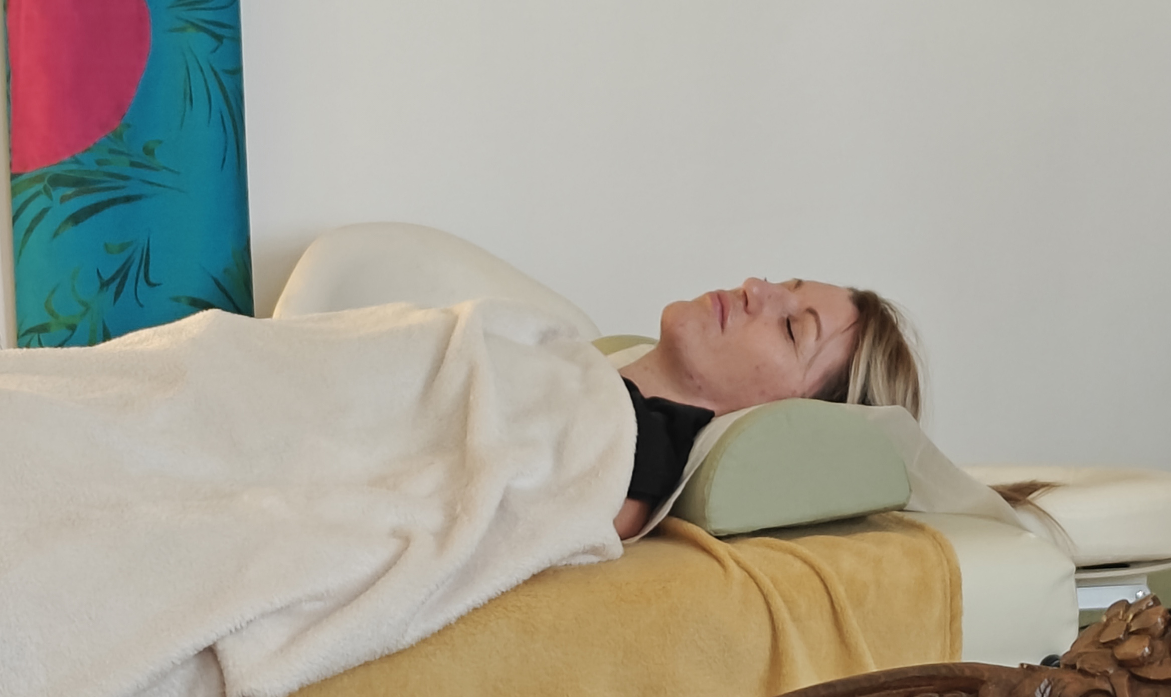 Patient resting quietly during treatment