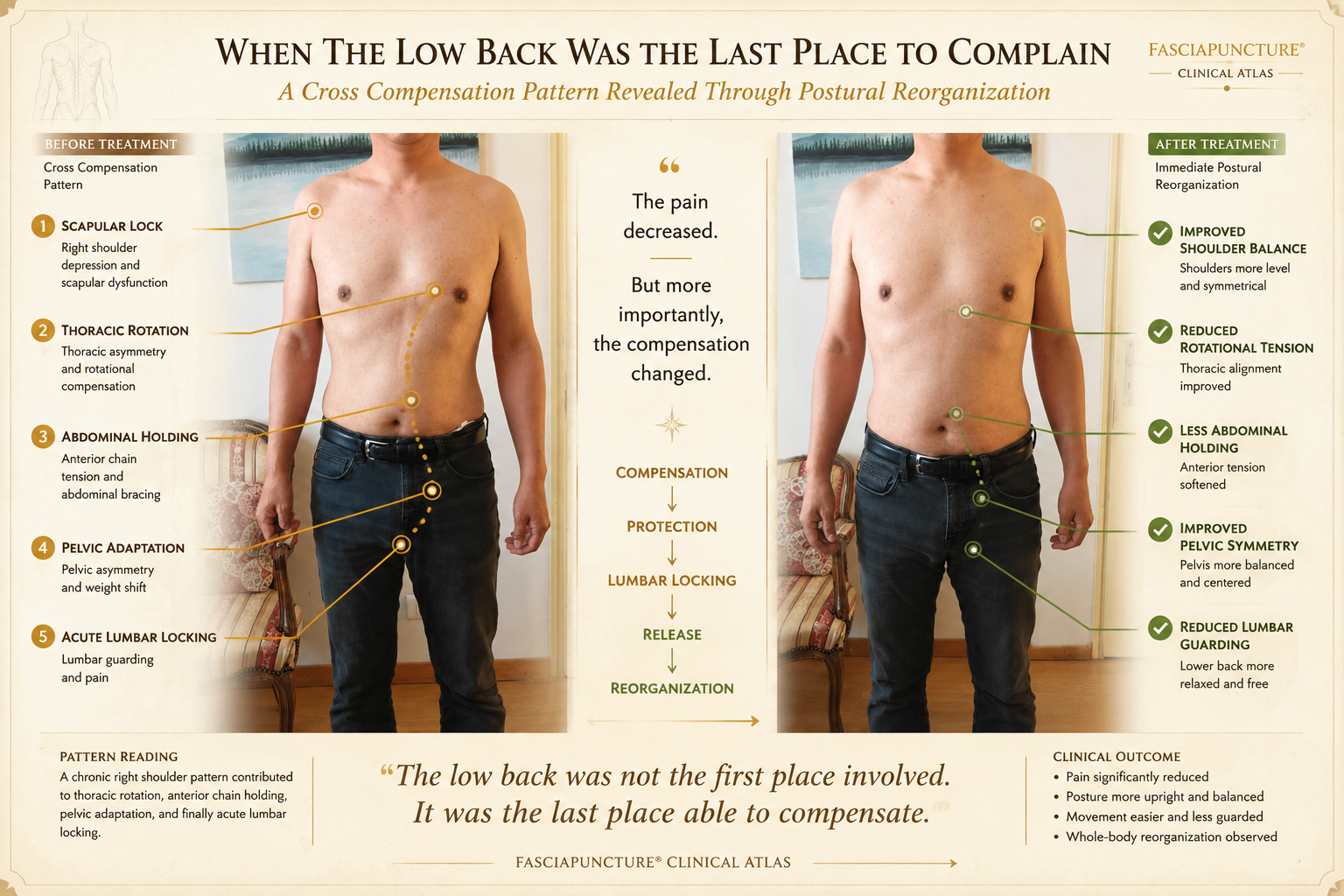Posterior view before and after acute low back locking